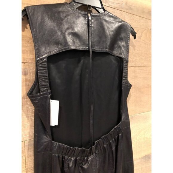 Helmut Lang Open Back black lamb Leather Dress Size 8 - Picture 7 of 12